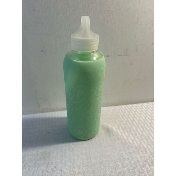 Eco one glass water bottle green paisley design screw top - Picture 2 of 3